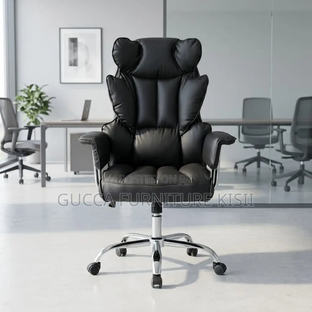 Office Chair; Black Butterfly Leather Office Chair