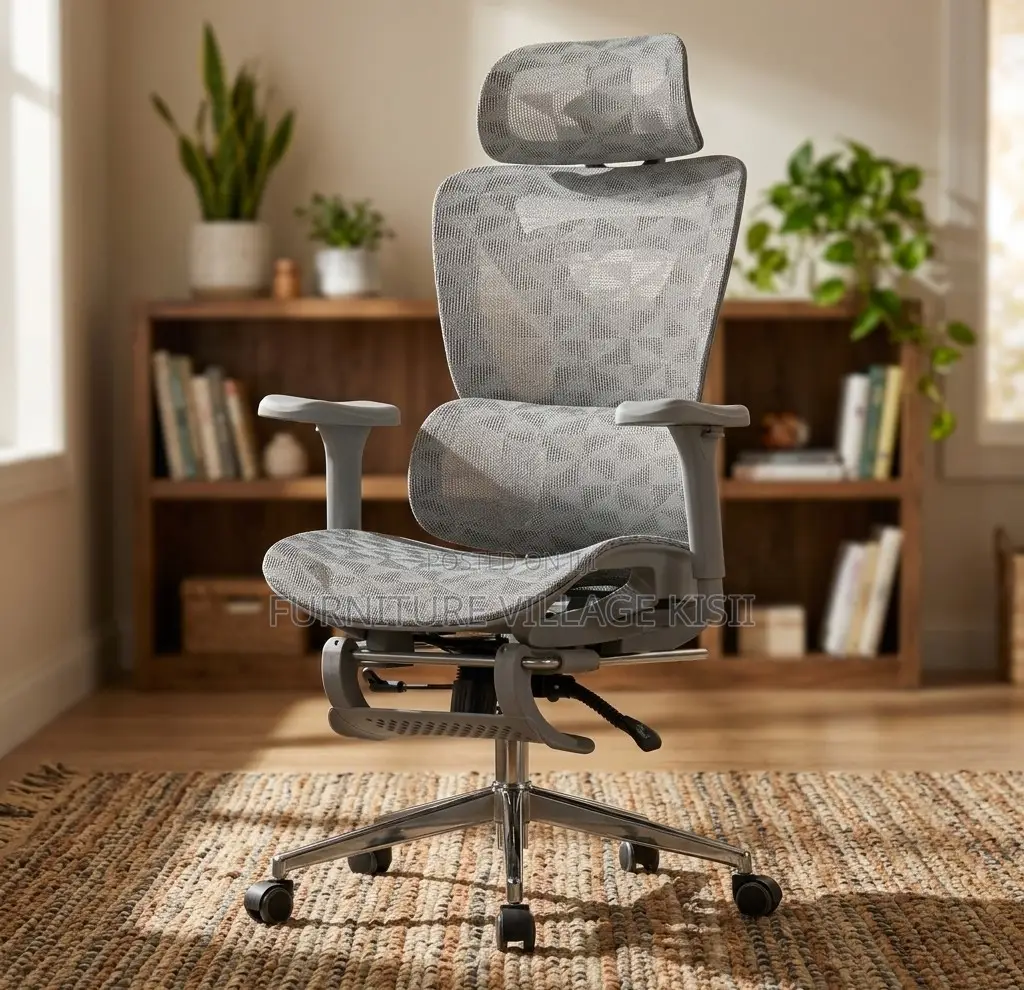 Office Chair: Orthopedic Mesh Chair With Footrest