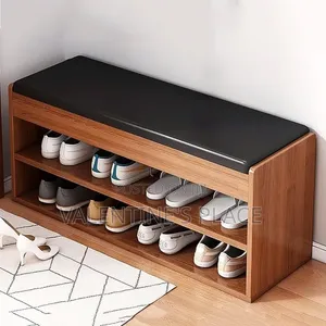 Wooden Shoe Storage Bench With Soft Seating
