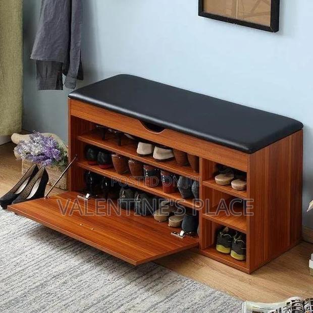 Wood Grain Shoe Rack Bench Combo - thumbnail 2