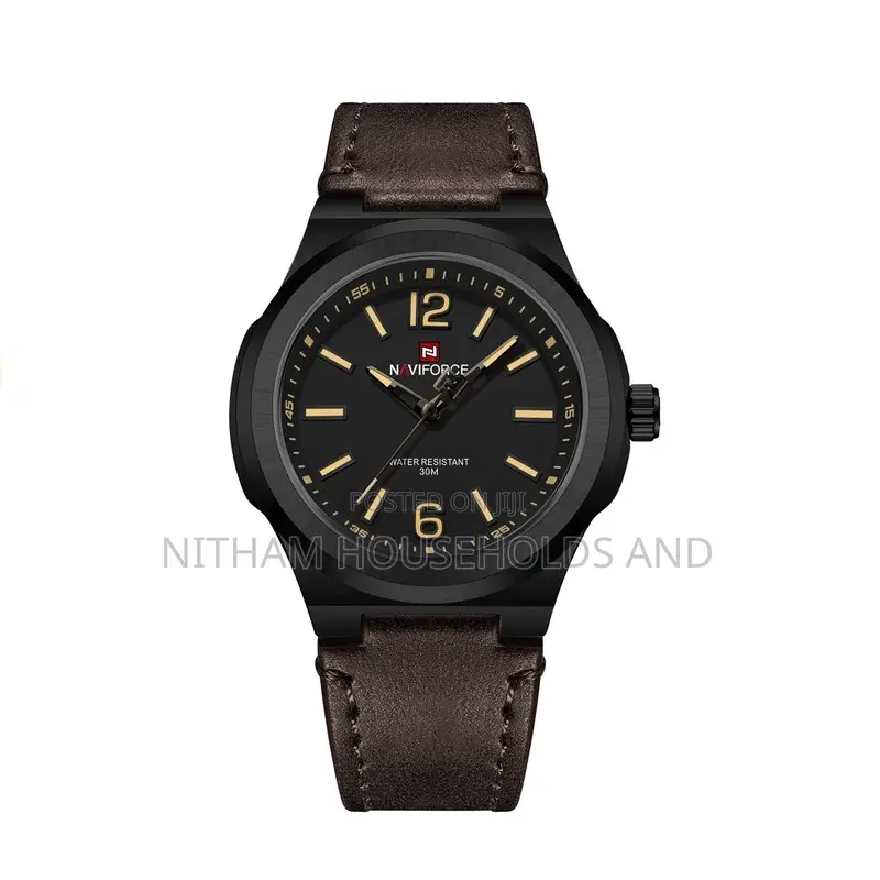 Naviforce Nf9233 Green Leather Strap Watch