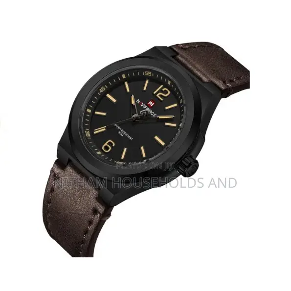 Naviforce Nf9233 Green Leather Strap Watch