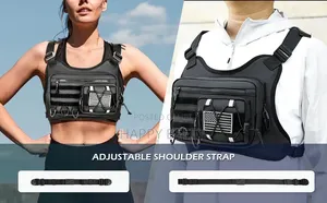 *Black Tactical Sports Chest Rig Bag Featuring a Front Utility Pouch