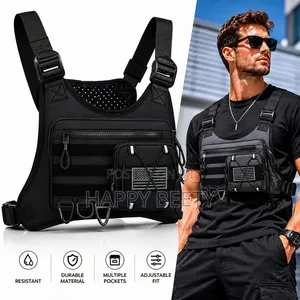 *Black Tactical Sports Chest Rig Bag Featuring a Front Utility Pouch