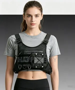 *Black Tactical Sports Chest Rig Bag Featuring a Front Utility Pouch