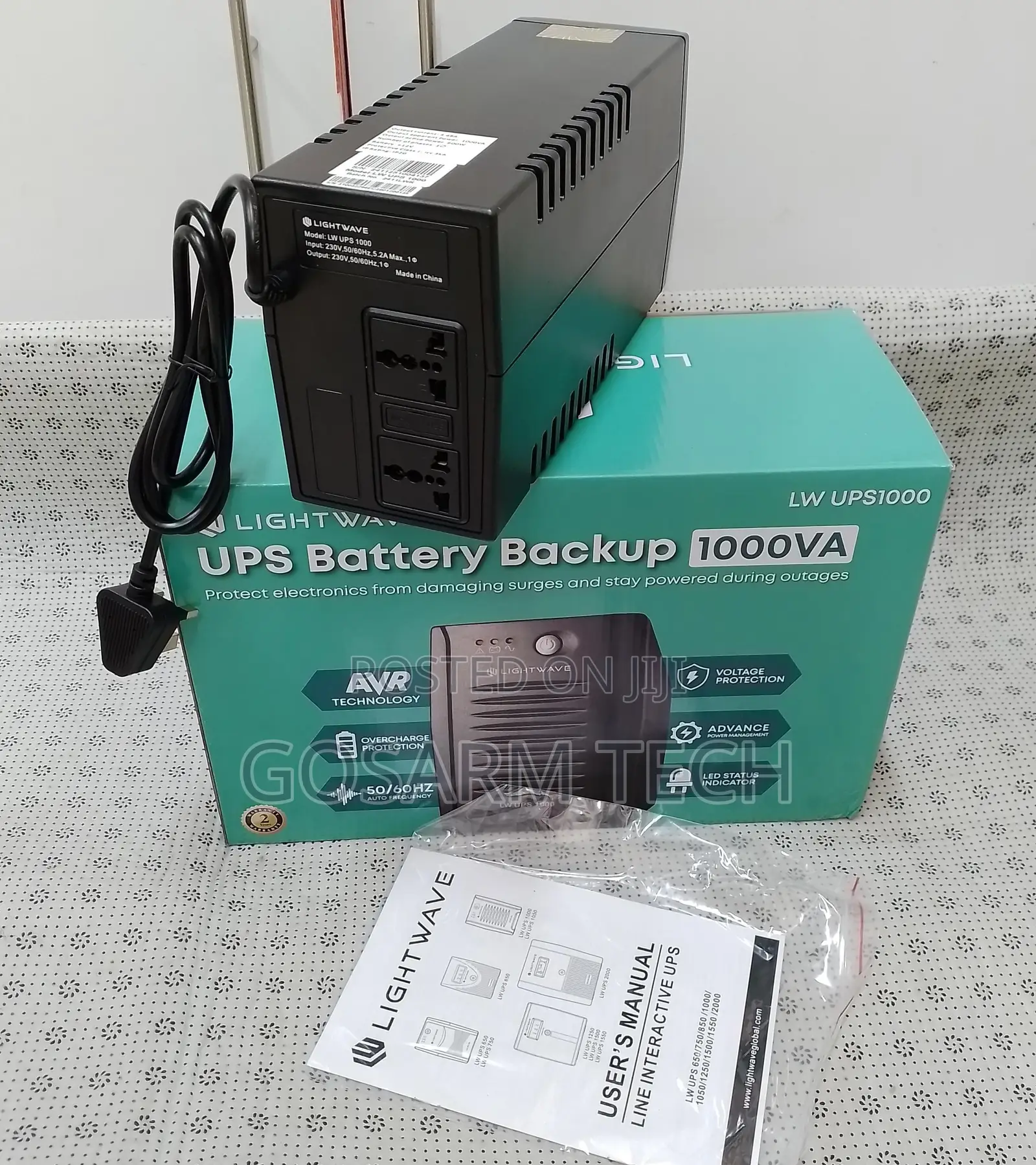 LW Lightwave 1000VA Line Interactive UPS Power Supply Backup