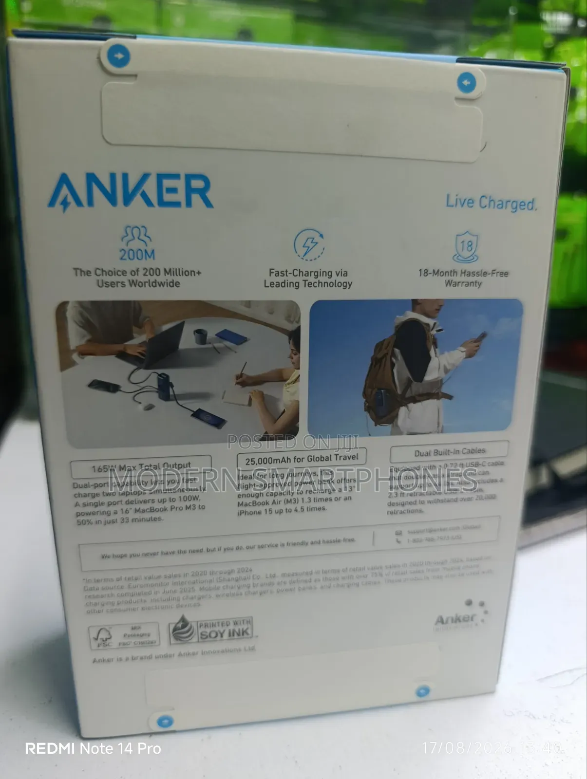 Anker Zolo Power Bank (25,000mAh, 165W, Built-in Retractable Cables)