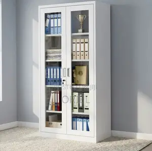 Office Cabinet ; Full 2-Door Glass Filing Office Cabinet
