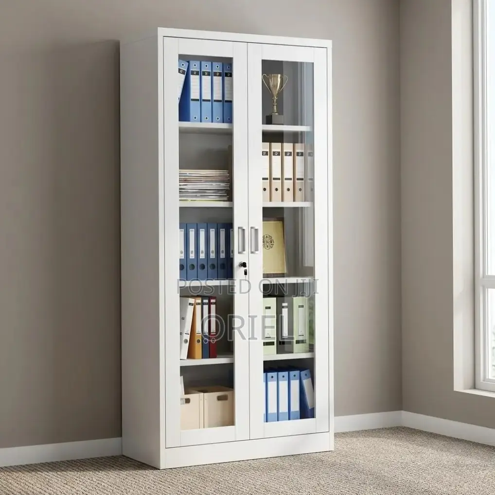 Office Cabinet ; Full 2-Door Glass Filing Office Cabinet