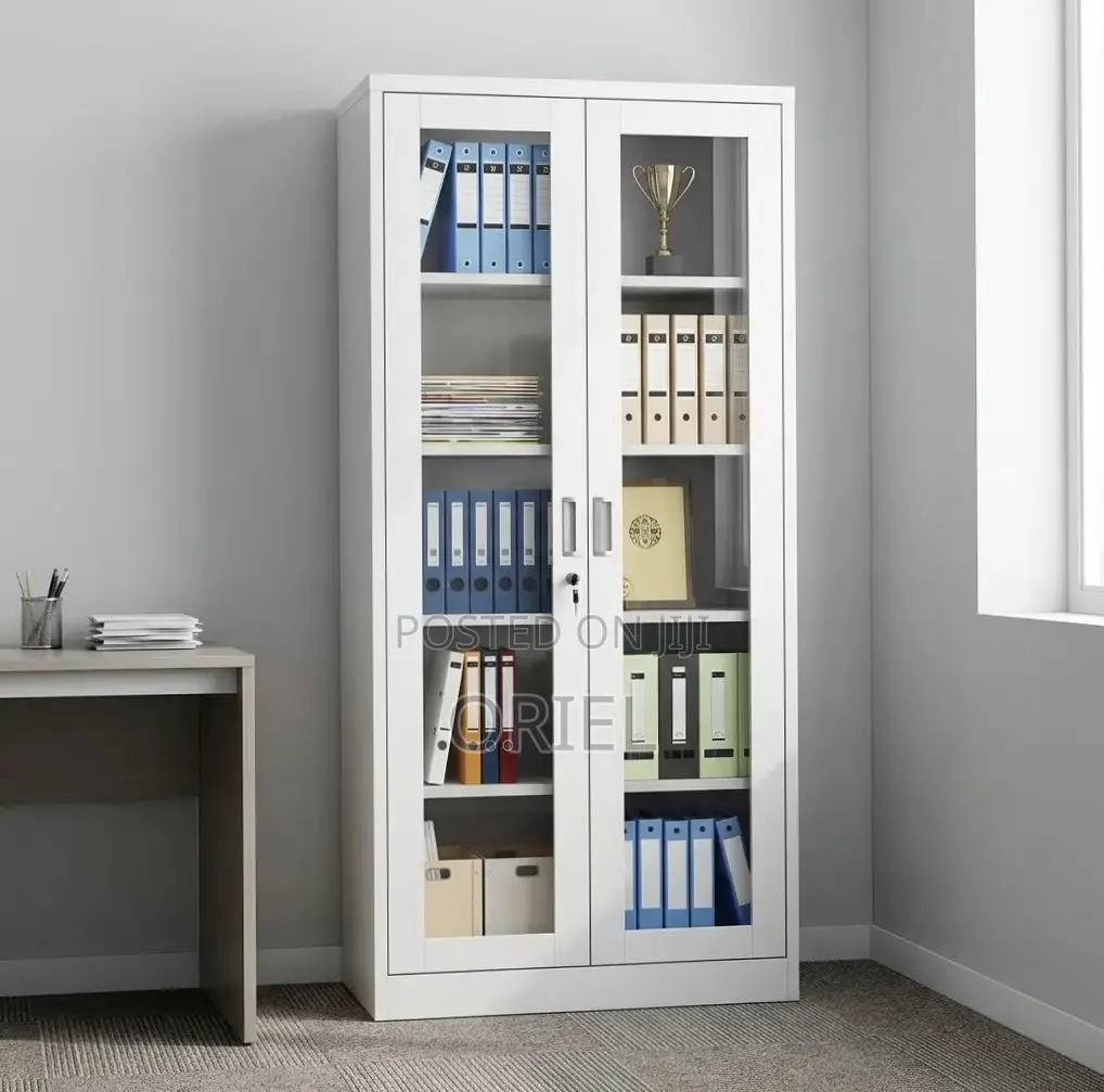 Office Cabinet ; Full 2-Door Glass Filing Office Cabinet