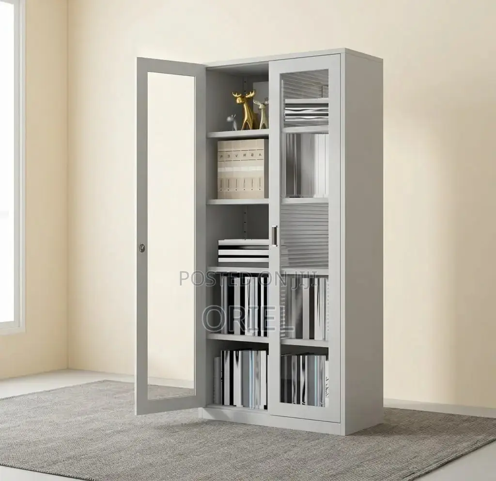 Office Cabinet ; Full 2-Door Glass Filing Office Cabinet