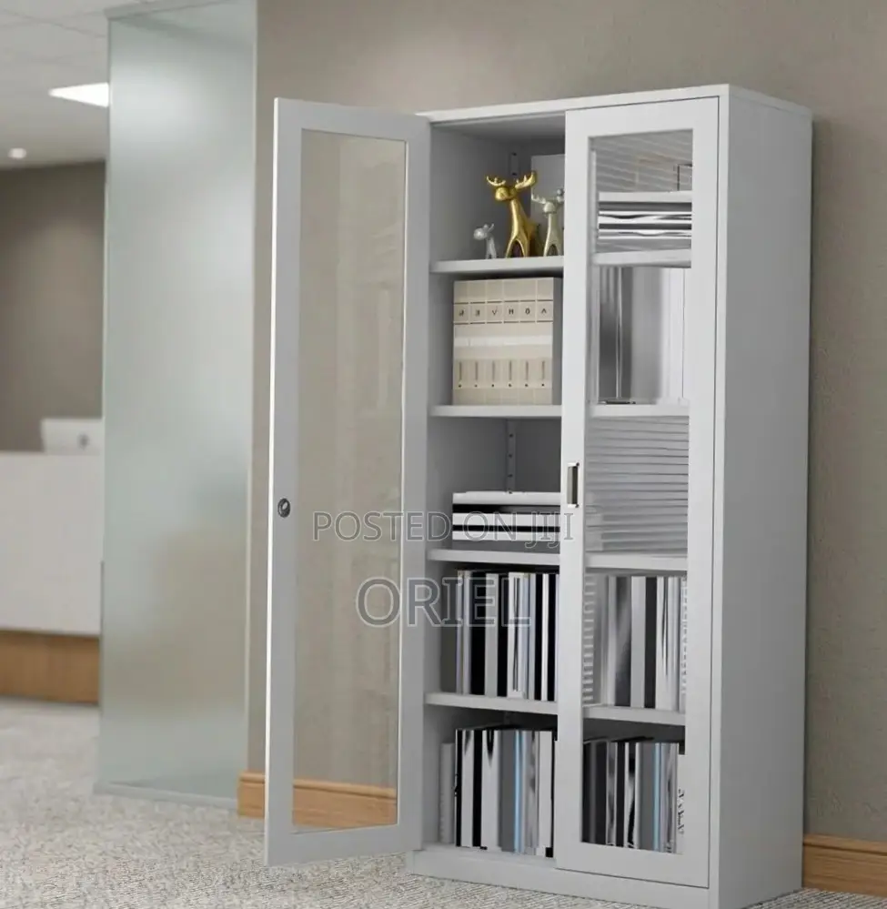 Office Cabinet ; Full 2-Door Glass Filing Office Cabinet