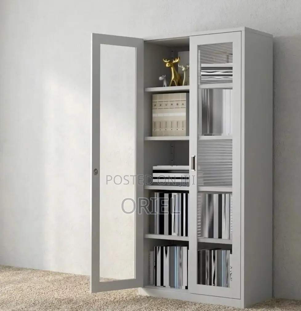 Office Cabinet ; Full 2-Door Glass Filing Office Cabinet