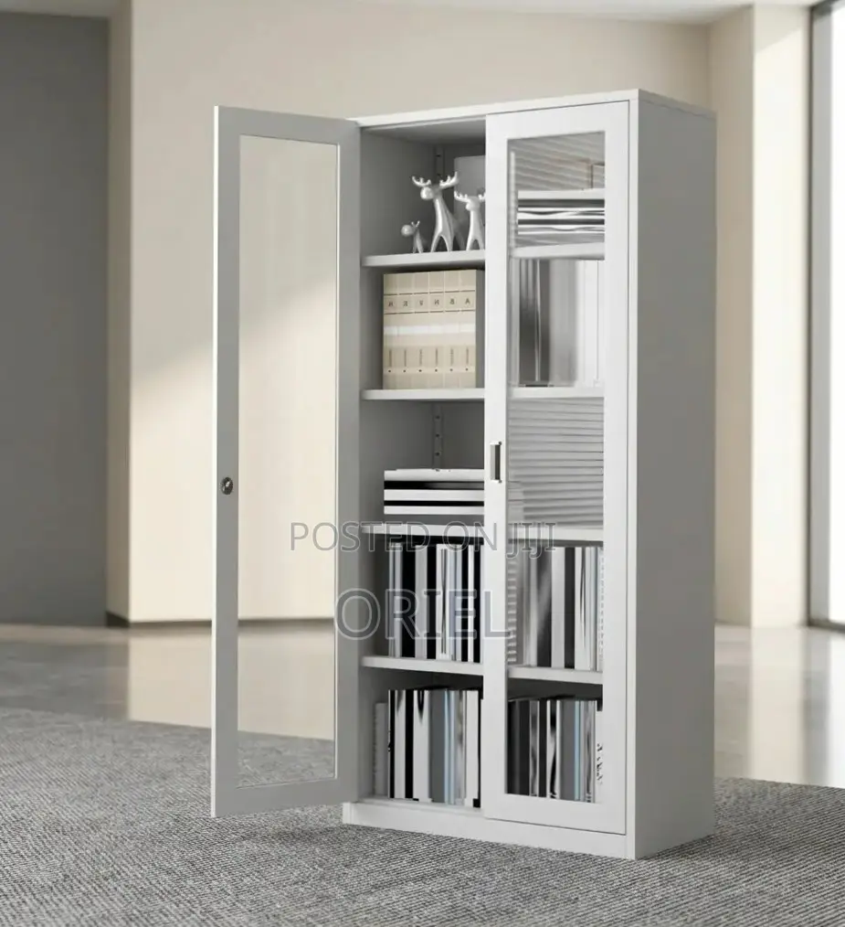 Office Cabinet ; Full 2-Door Glass Filing Office Cabinet