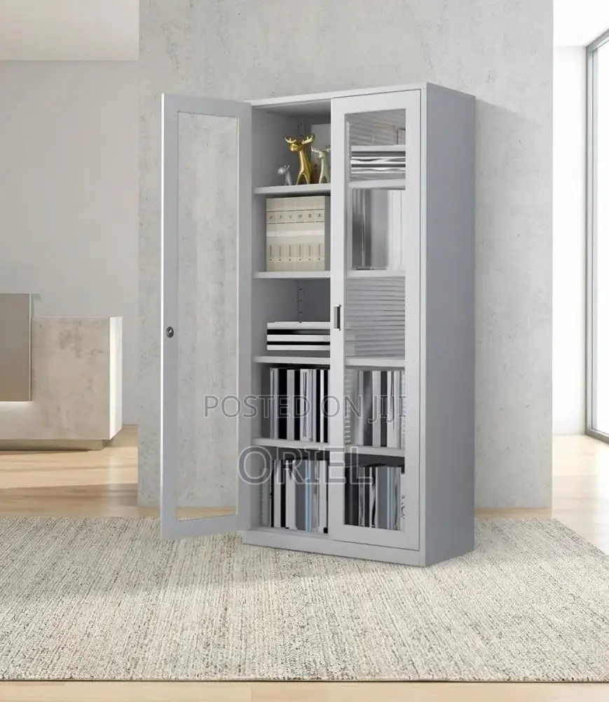 Office Cabinet ; Full 2-Door Glass Filing Office Cabinet