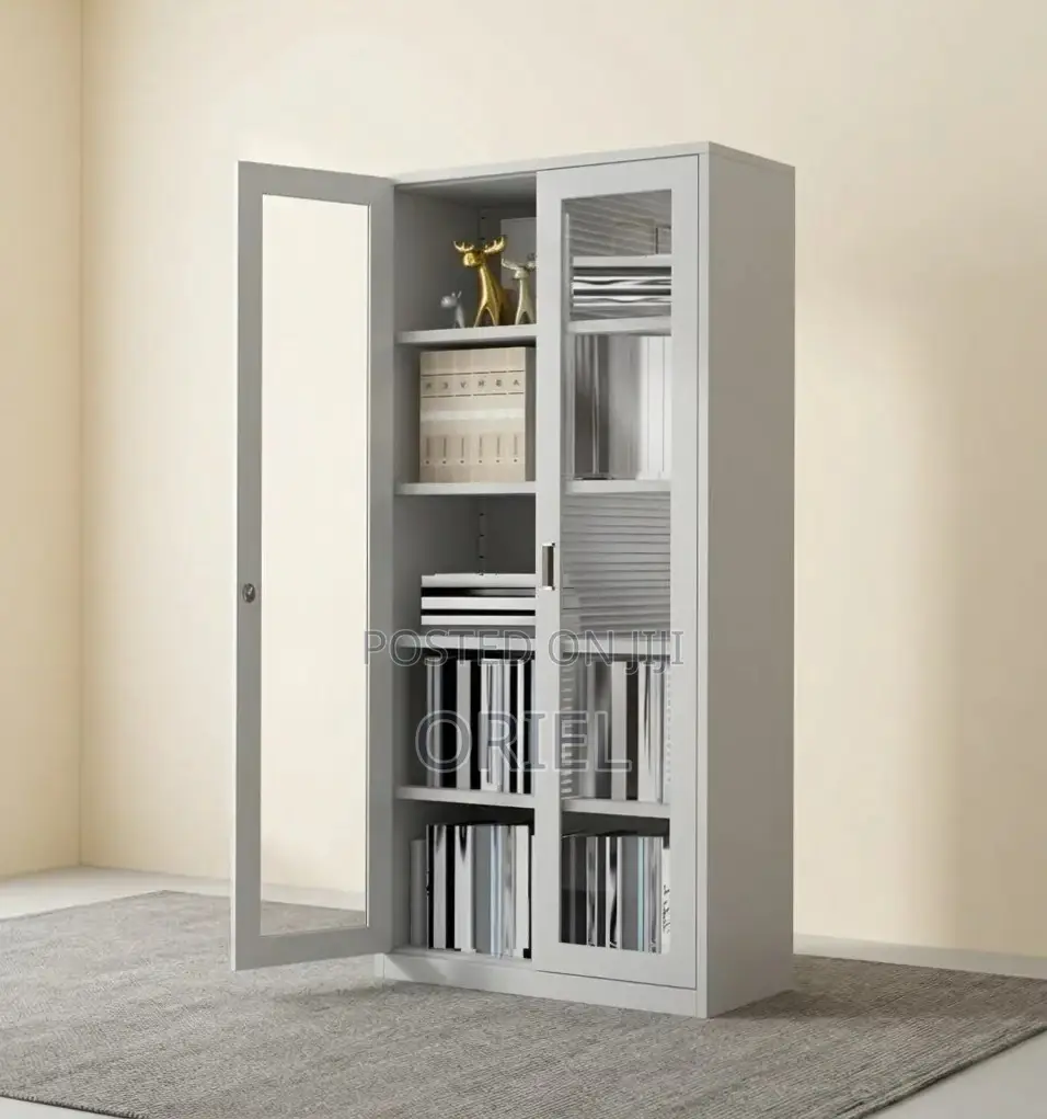 Office Cabinet ; Full 2-Door Glass Filing Office Cabinet