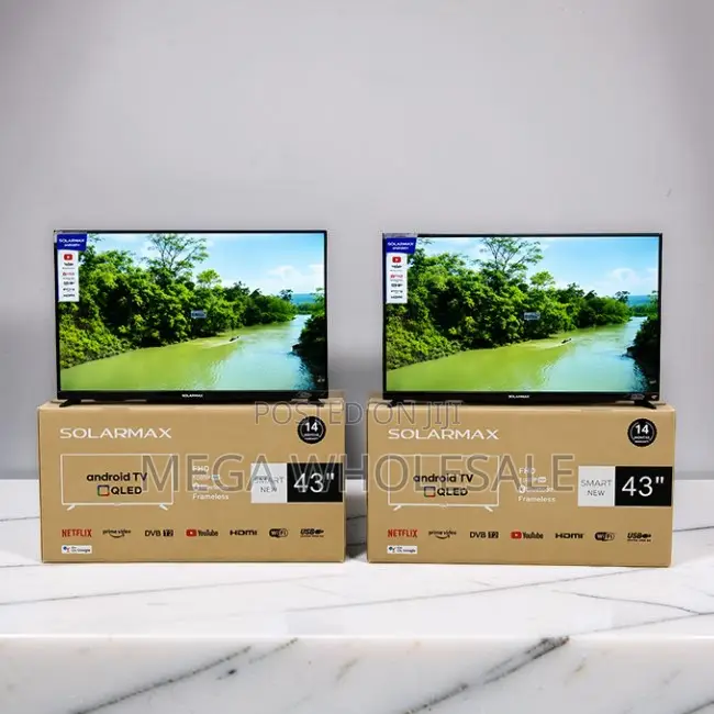Low Prices Solarmax 43 Inch Smart Android Digital QLED TVs.