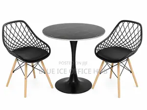 Modern Round Dining Table Set With 2 Chairs – Black Wood