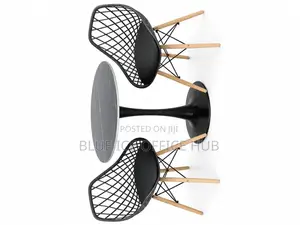 Modern Round Dining Table Set With 2 Chairs – Black Wood