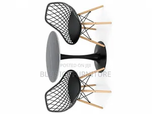 Modern Round Dining Table Set With 2 Chairs – Black Wood