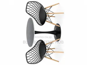 Modern Round Dining Table Set With 2 Chairs – Black Wood