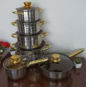 12pc Aluminium Cookware Set With Golden Caps and Handles j.ny