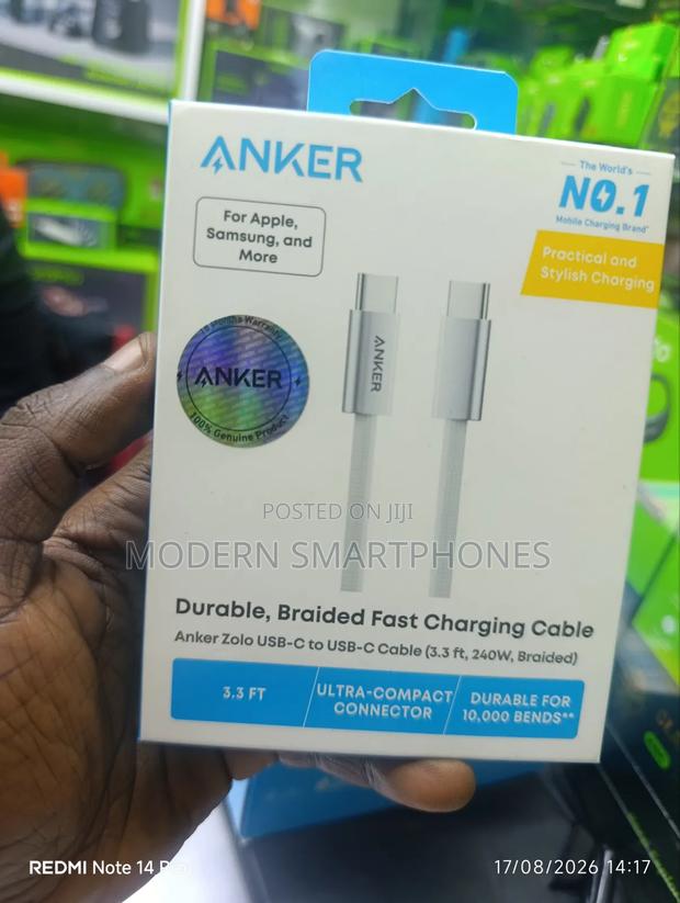 Anker Zolo USB-C to USB-C Cable (3.3ft, 240W, Braided, Dirt Resistant)