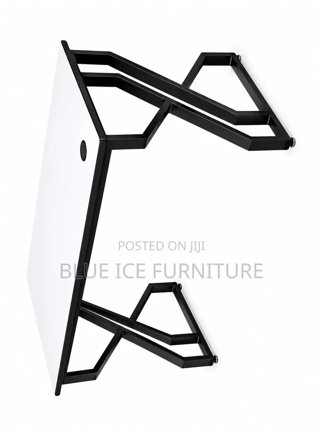 Modern Office Desk With White Top Black Z-Frame Legs