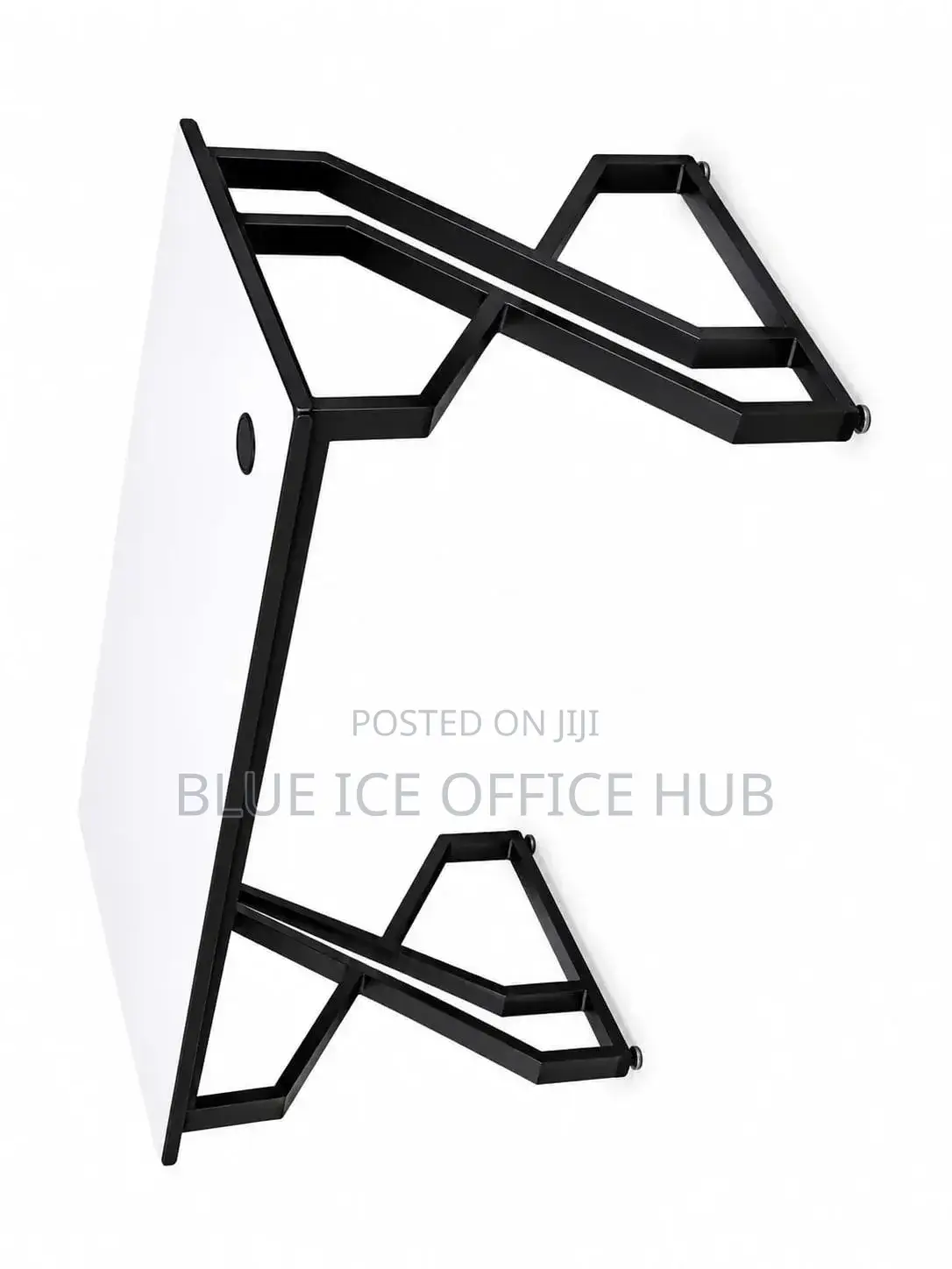 Modern Office Desk With White Top Black Z-Frame Legs