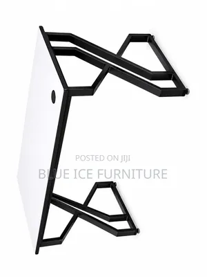Modern Office Desk With White Top Black Z-Frame Legs