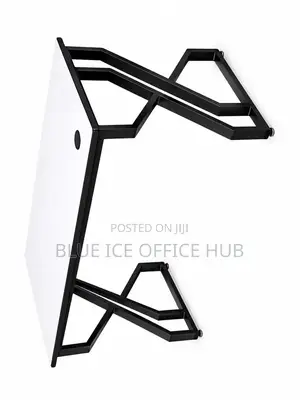Modern Office Desk With White Top Black Z-Frame Legs