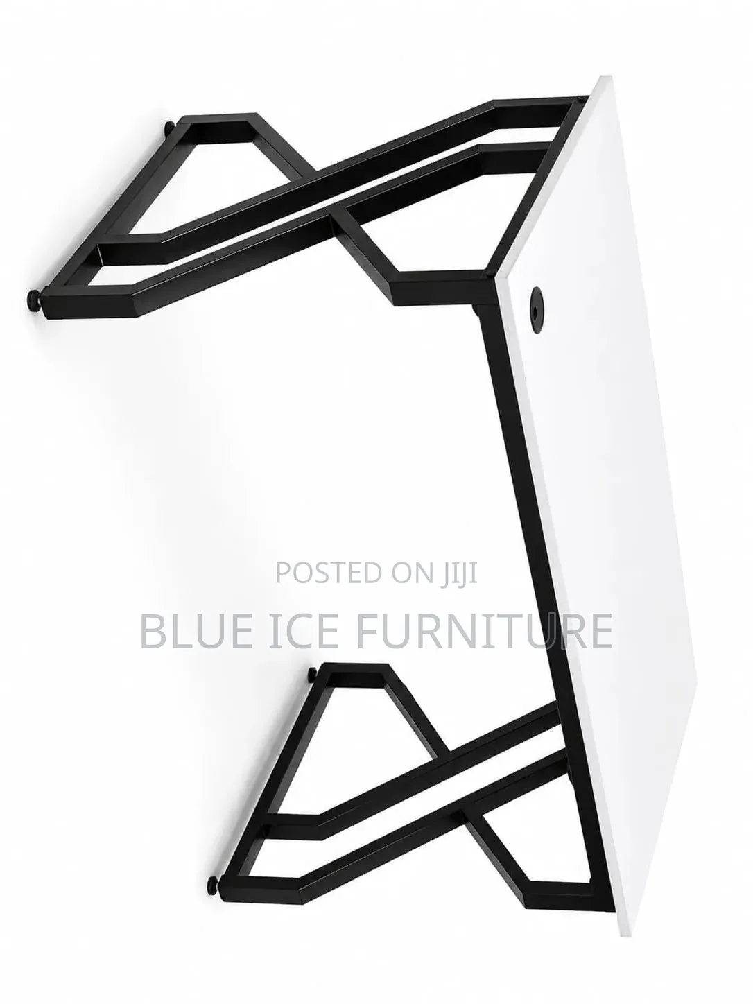 Modern Office Desk With White Top Black Z-Frame Legs
