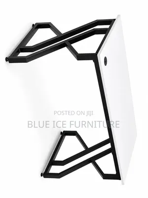 Modern Office Desk With White Top Black Z-Frame Legs