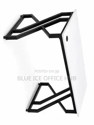Modern Office Desk With White Top Black Z-Frame Legs