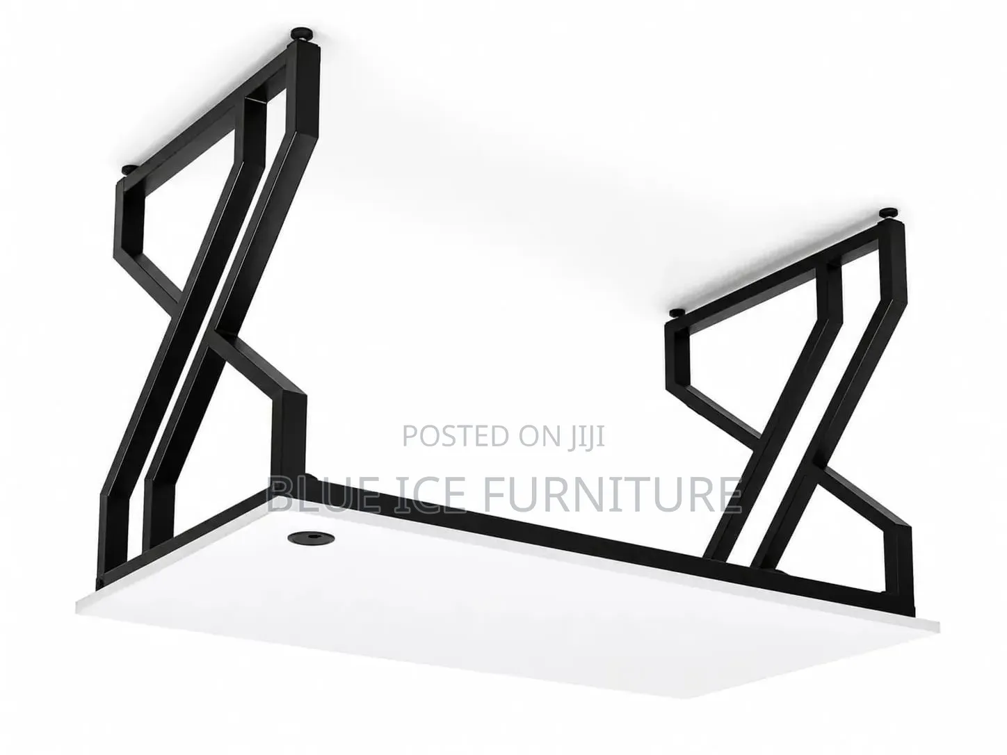 Modern Office Desk With White Top Black Z-Frame Legs