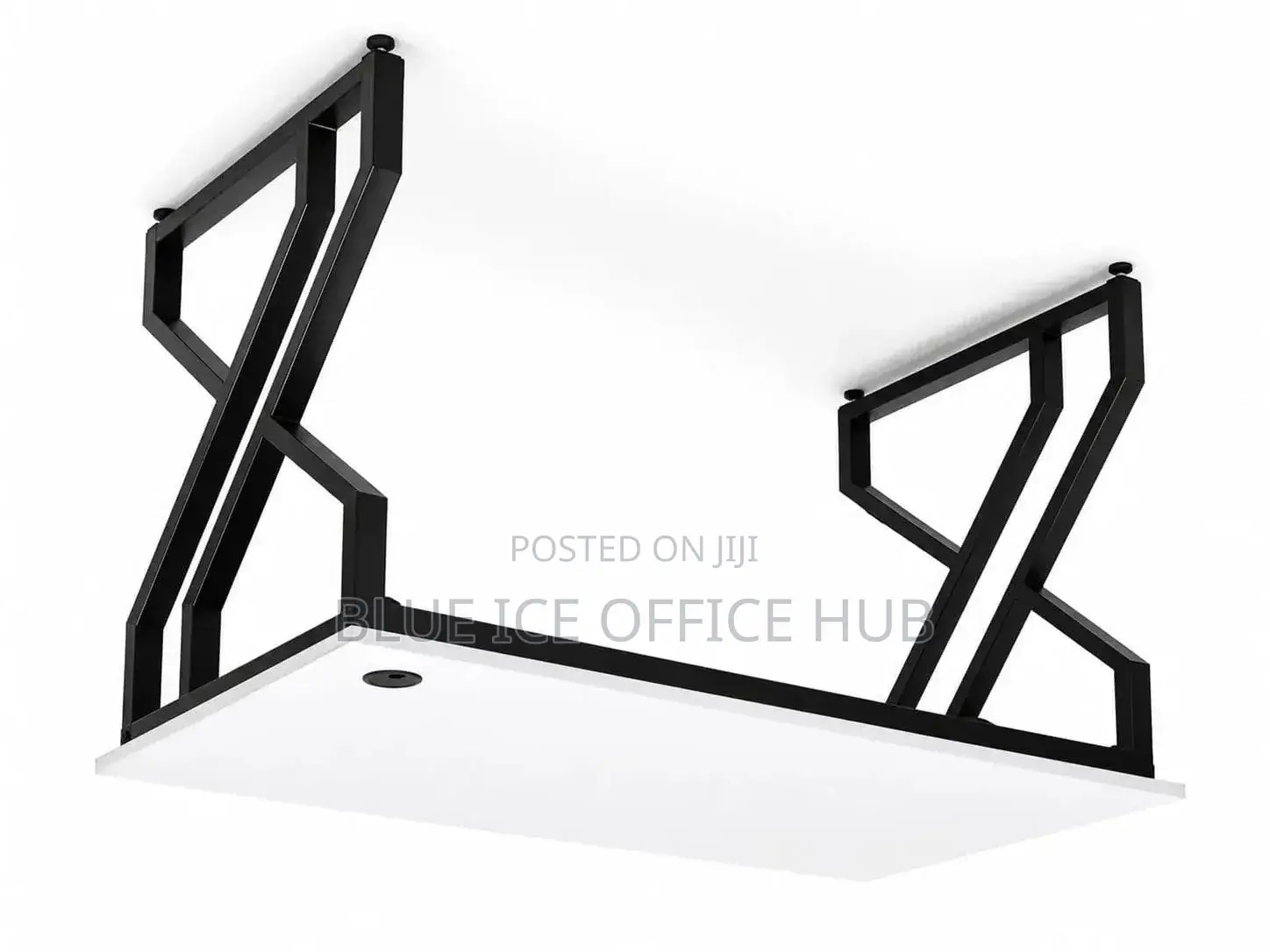 Modern Office Desk With White Top Black Z-Frame Legs