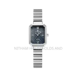 Naviforce Nf5050 Silver Square Black Dial Watch for Women