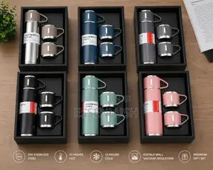 Premium 500ml Vacuum Flask Gift Set (Includes 3 Cups)