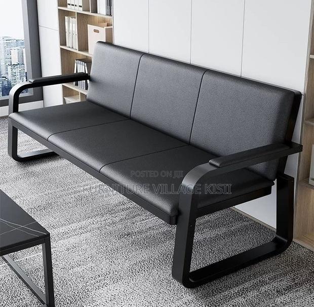 Office Sofa: 5-Seater Black Leather Set - thumbnail 12