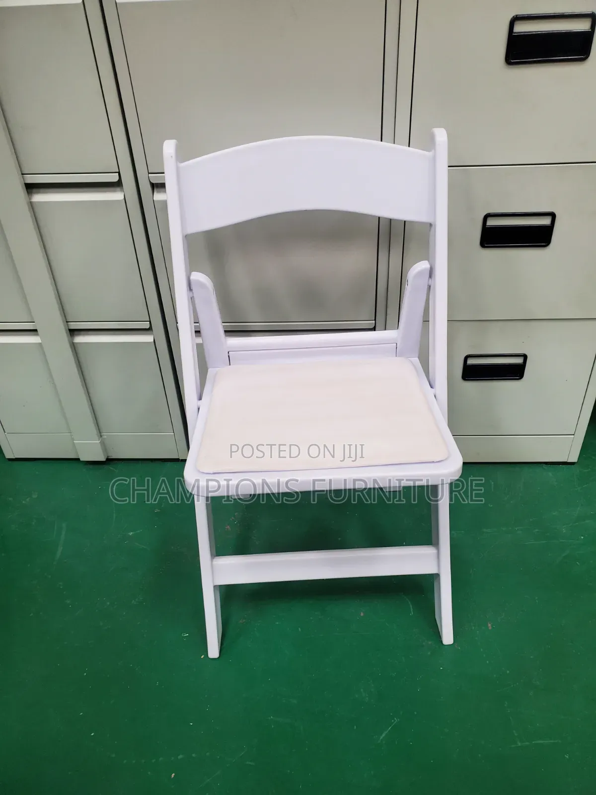 White Padded Resin Folding Event Chair