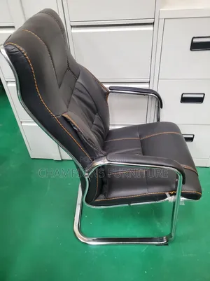 Black Cantilever Chair With Contrast Stitching