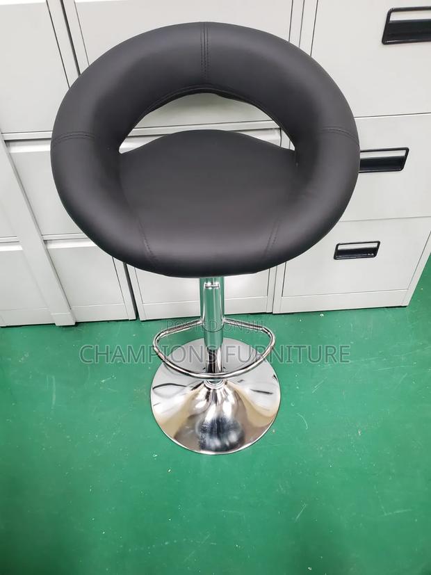 Modern Black Leather Crescent Barstool - thumbnail 2