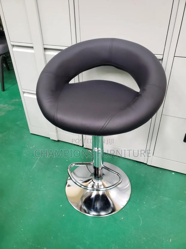 Modern Black Leather Crescent Barstool - thumbnail 3