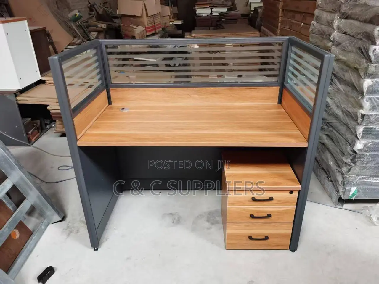 Brown Single User Office Workstation Desk.