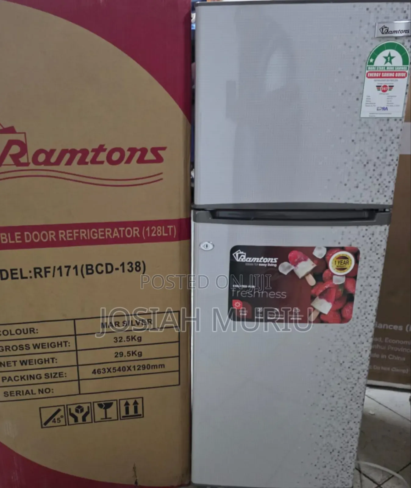 Ramtons 138L Double Door Direct Cool Refrigerator – Silver