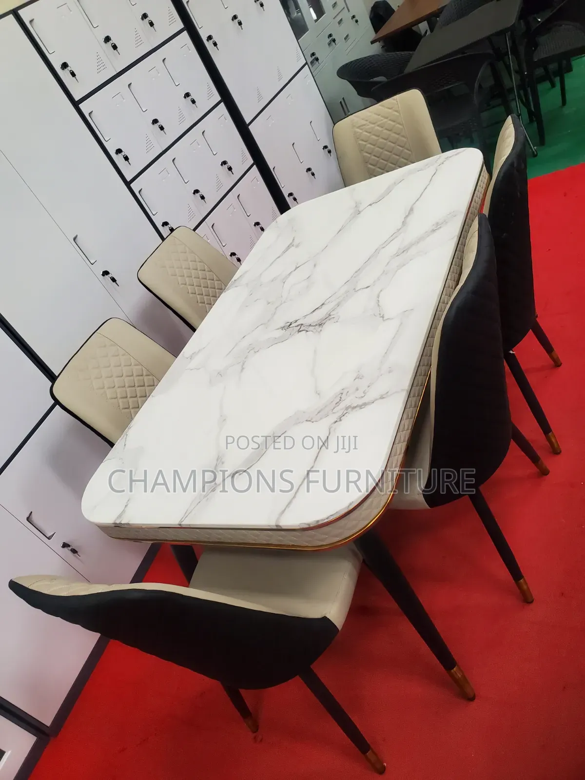 Luxury PU Marble Dining Set With 6Chairs
