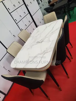 Luxury PU Marble Dining Set With 6Chairs