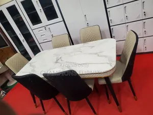Luxury PU Marble Dining Set With 6Chairs