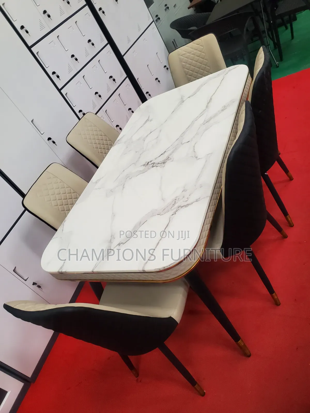 Luxury PU Marble Dining Set With 6Chairs