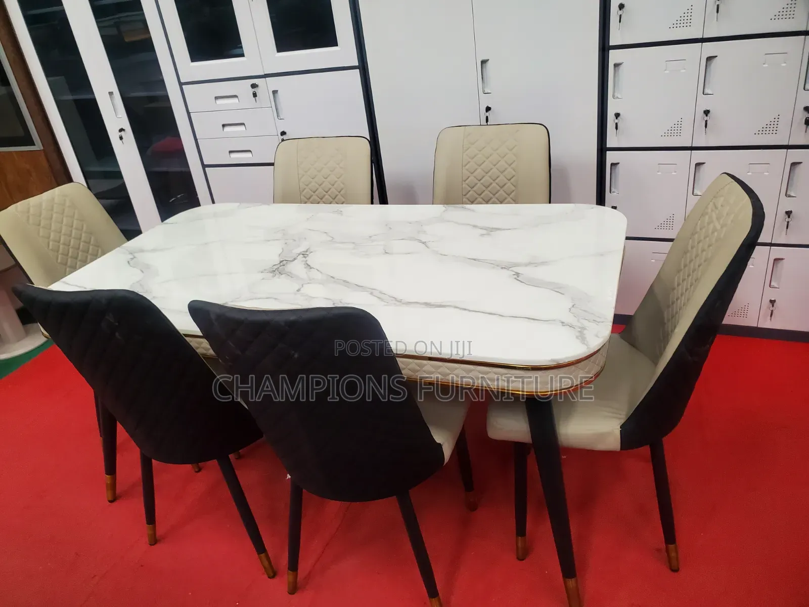 Luxury PU Marble Dining Set With 6Chairs